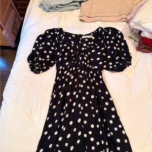 Abercrombie & Fitch Navy and White Polka Dot Top